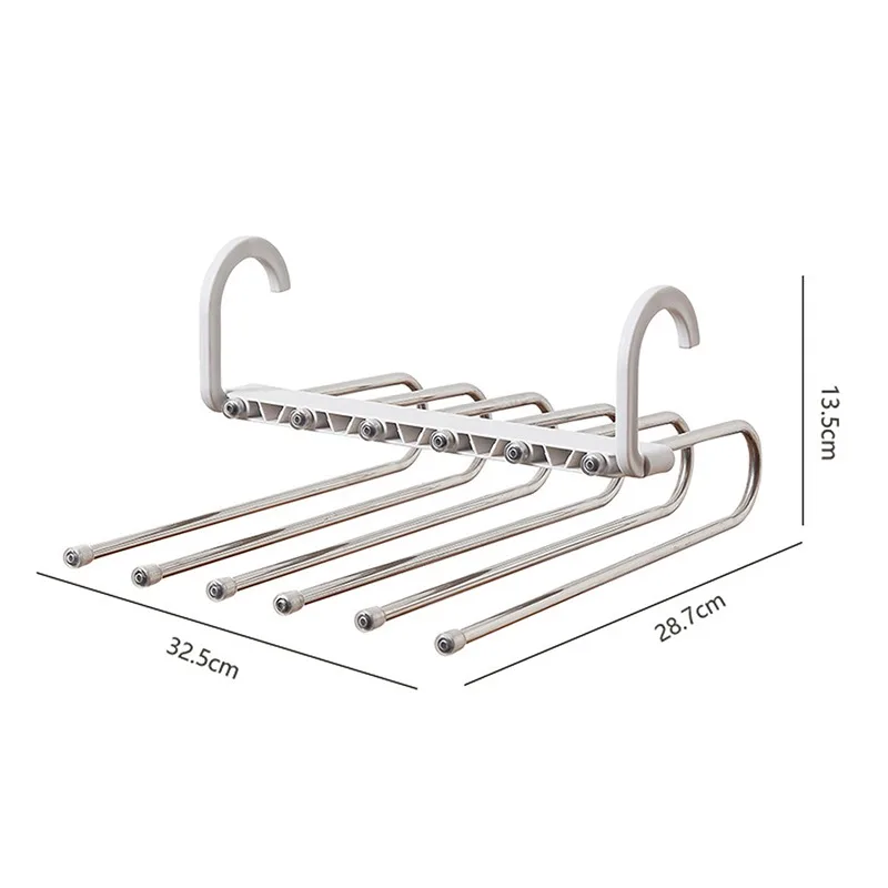

5-in-1 Pants Hanger Multifunctional Portable Stainless Steel Hanger for Clothes Trousers Coat Storage Organization Space Saving