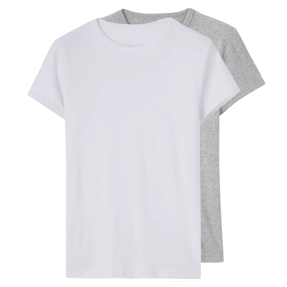 Повседневная облегающая футболка однотонная Удобная хлопковая белая забавная