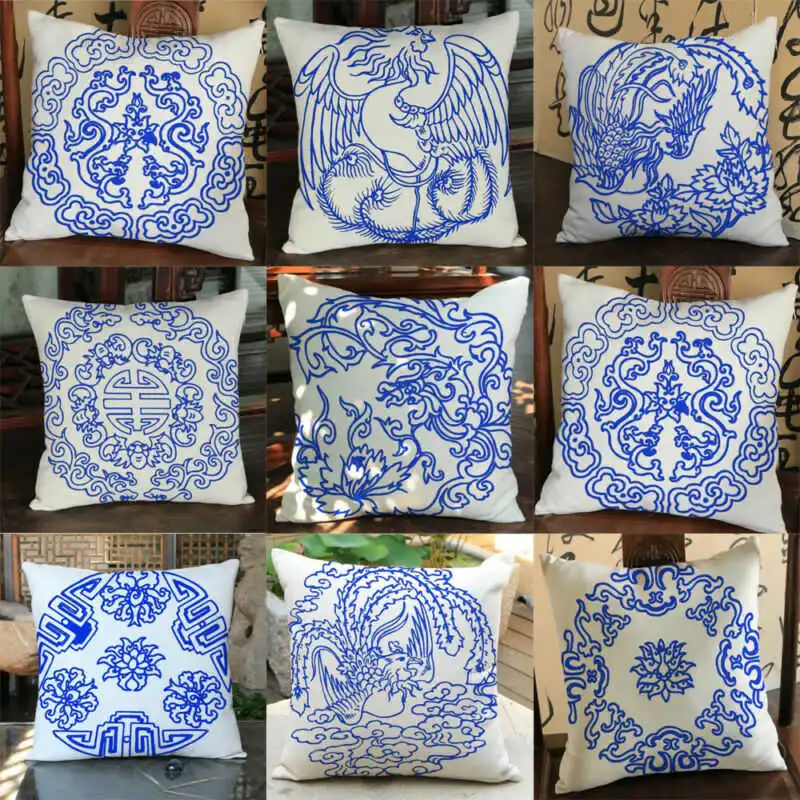 Квадратный чехол для автомобиля Синий подушка с рисунком хлопковая кровать 18