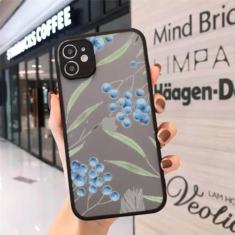 

Watercolor plants with flowers Phone Cases matte transparent For iphone 7 8 11 12 plus mini x xs xr pro max cover