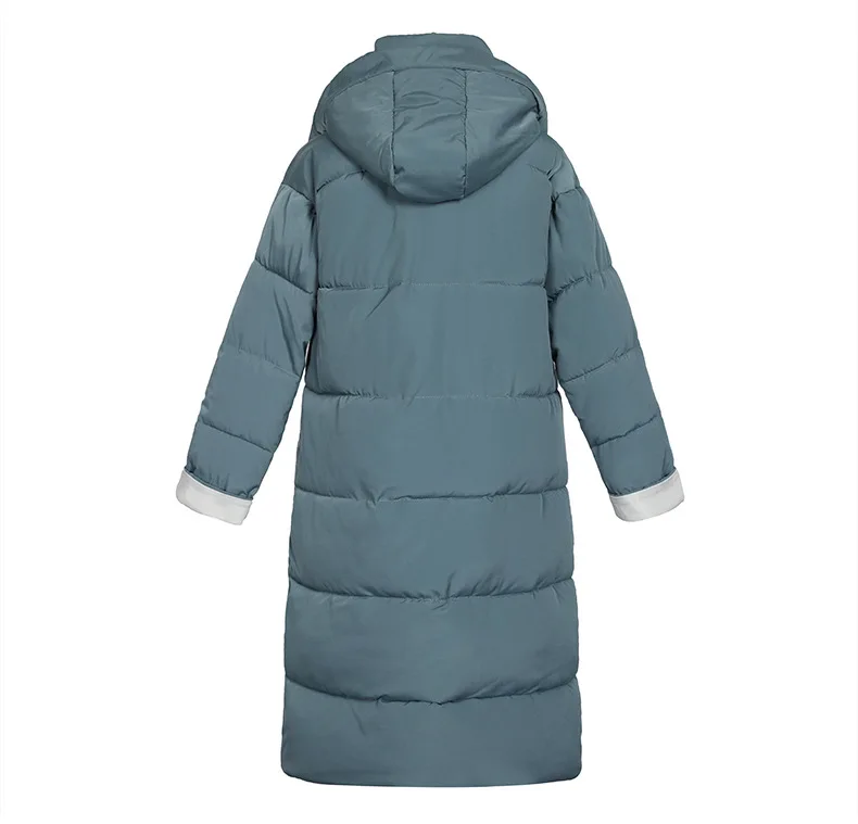 2021 Elegant Hooded Thicken Women Coats Long Straight Winter Coat Pockets Stylish Outerwear Loose Full Sleeve Female Jacket