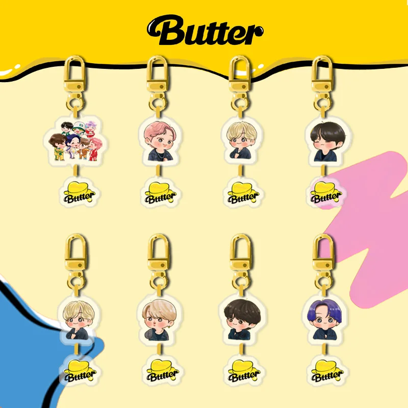 

South Korean Groups K-POP Bangtan Boys New Album ButterAcrylic Cartoon Keychain Pendant Backpack Accessories Gift JIMIN JIN SUGA