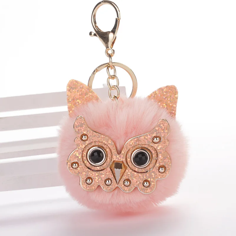 New Kawaii Cat Ear Glasses Owl Key Chain Pompom Rabbit Hair Plush Ball Animal Toys Car Pendant Gift For Kids Children | Украшения и