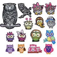 15pcs cartoon lovely owl series for clothes iron on embroidered patches for hat jeans sticker sew patch applique badge washable