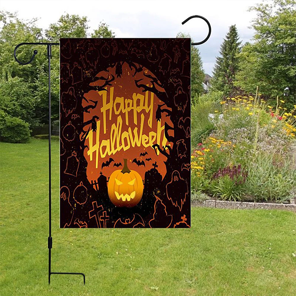 Хэллоуин сад флаг тыква призрак ведьма летучая мышь замок печати вертикальный