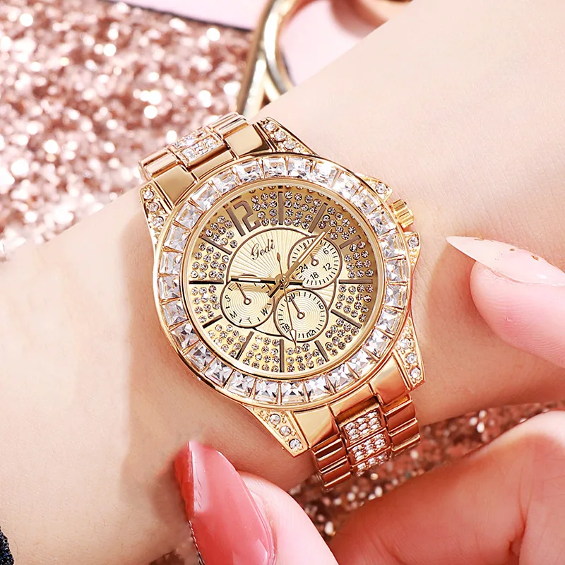 Diamante Ladies Watch Diamond Fully-jewelled The Women's Fashion Waterproof Quartz for Women 2020 Free Shipping | Наручные часы