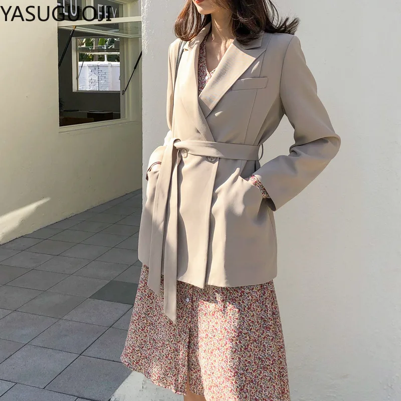 

YASUGUOJI [Song Ming] Casual Small Suit Coat Women's 2020 New Style Korean-style Lace-up England Suit Women's Spring W002F