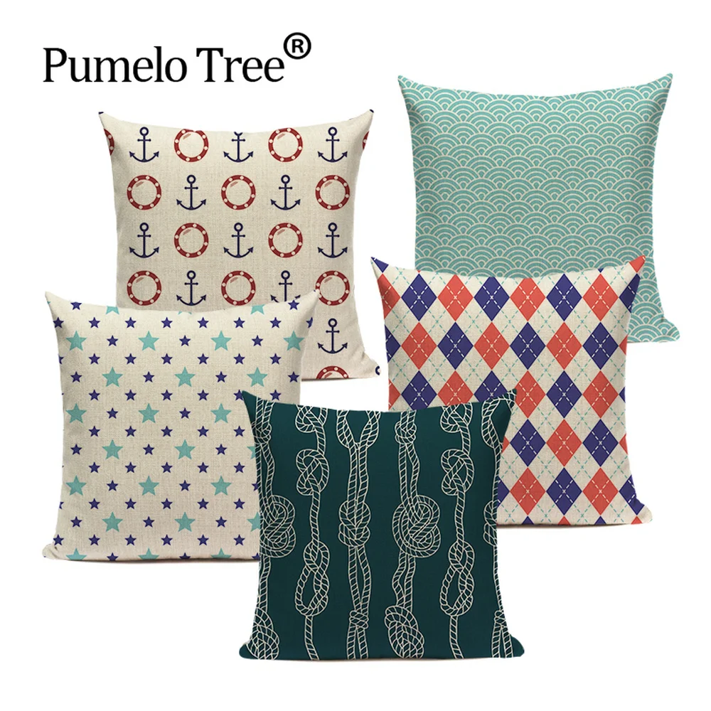 

Парусники Подушка "Морская" охватывает Якорь Руль льняная Подушка Чехол в виде морской звезды диван кресло-Спальня декоративные подушки дл...