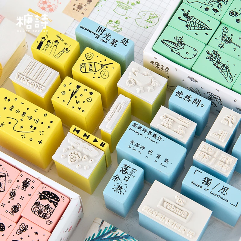 XINAHER винтажный пищевой цветок животное украшение штамп деревянные резиновые