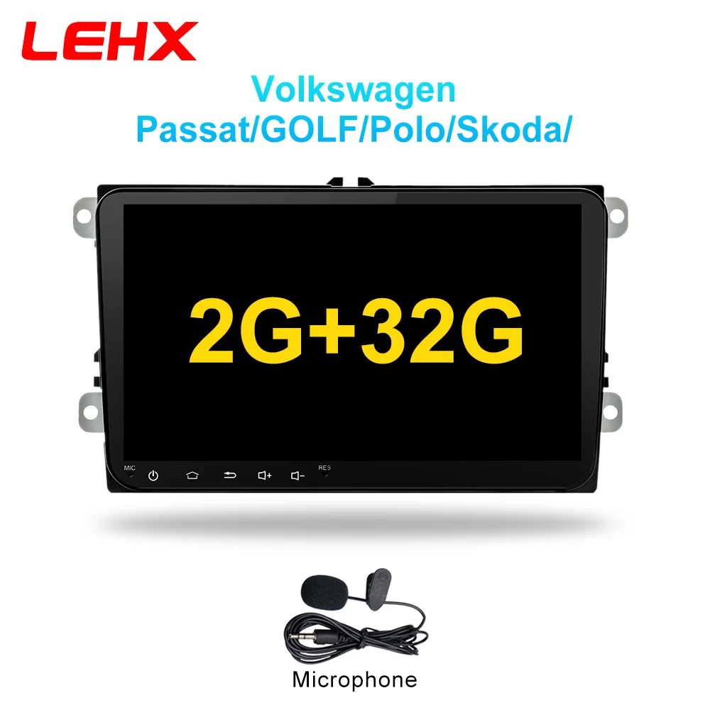 LE-VW-32G-mic LEHX 9 дюймов Автомобильный Android 8,1 автомобильный Радио gps авто радио 2 Din USB для VW Skoda Octavia golf 5 6 touran passat B6 jetta polo tiguan - Цвет: LE-VW-32G-mic