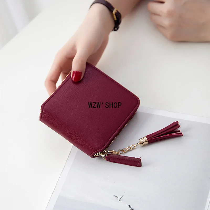 

New Women Tassel Small Wallets Ladies PU Leather Purse Short Coin Bag Clutch Women's Zipper Card Holder Money Free Shipping