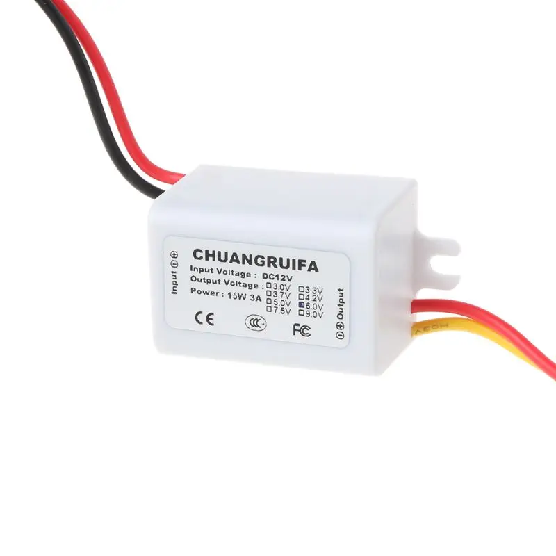 DC преобразователь 15W 12V понижающий до 6V 3A модуль питания Водонепроницаемый-белый |