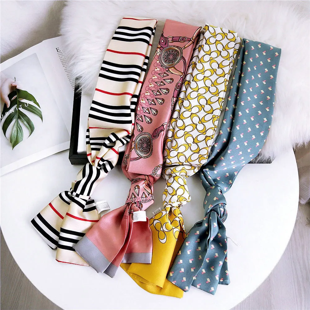 Женский Длинный шарф 145*05 см шифоновые шелковые шарфы в горошек с цветочным