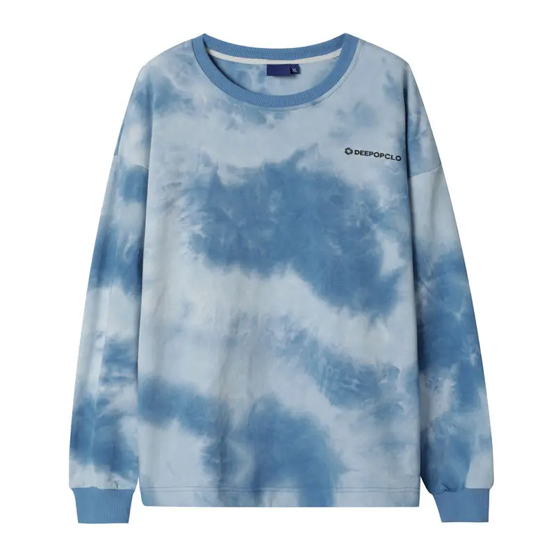 HOUZHOU Tie Dye Oversized Hoodie Harajuku Pullovers Vintage Women Sweetshirts Streetwear Women Sudaderas Korean Fashion Blouses