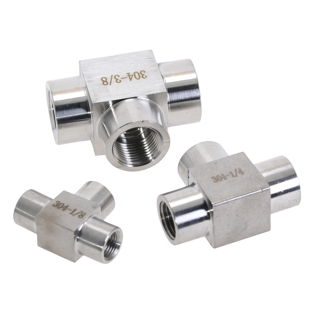 304 нержавеющая сталь 1/8 &quot1/4&quot 3/8 &quot1/2&quot BSPT Женский тройник с резьбой 3 способа