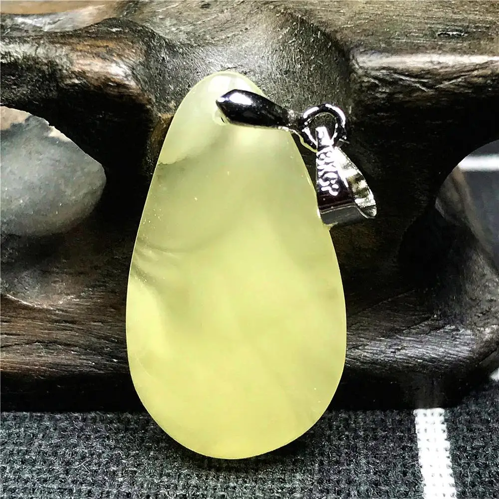 

Genuine Natural Yellow Amber Pendant Jewelry For Woman Lady Man Silver Clear Crystal 25x14x5mm Water Drop Beads Gemstone AAAAA