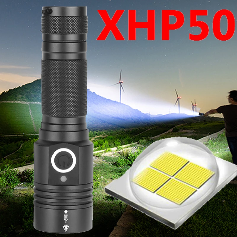 Xhp50 светодиодный фонарик usb зарядка стрейч зум ударопрочный 18650 перезаряжаемый