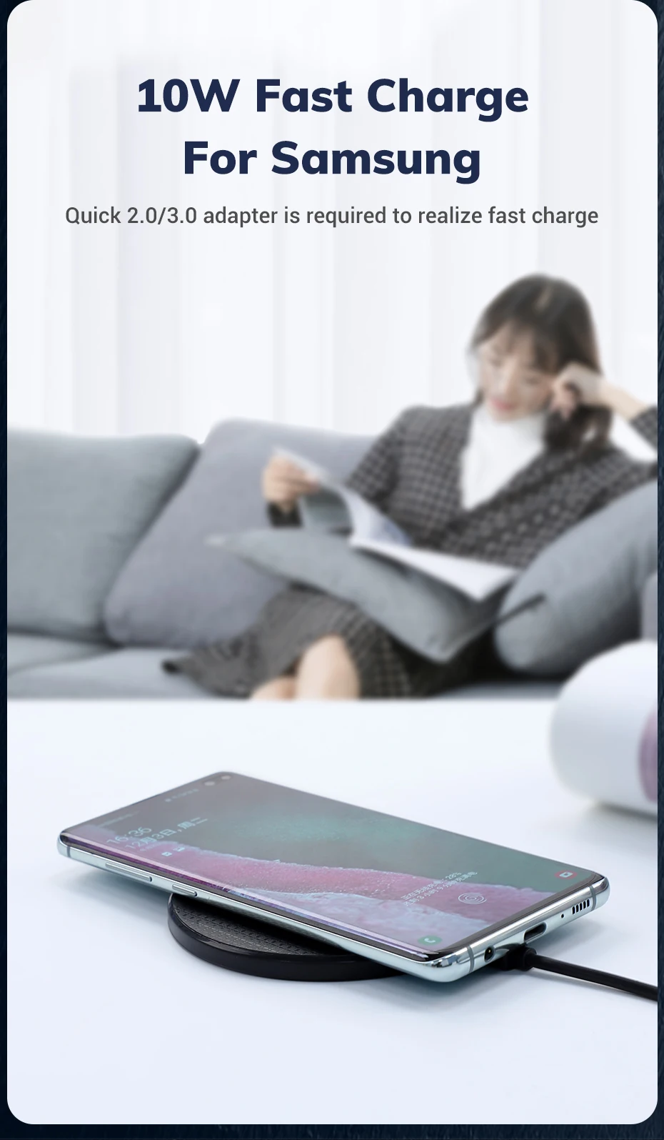 TOPK Беспроводное зарядное устройство 10 Вт для iPhone XR Xs Max X 8 Plus быстрая Беспроводная зарядная подставка для Xiaomi samsung S10 S9 Plus Note 8 9 10