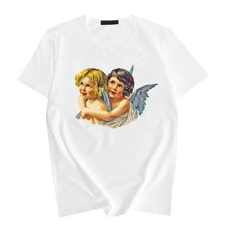 Женская футболка с принтом три ангела свободная повседневная большого размера