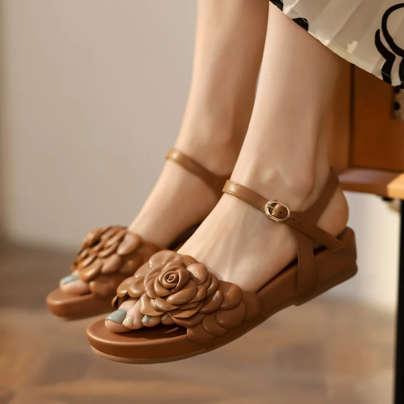 

Summer flower Women Flat Shoes Summer Classic Design Sandals For Women 2021 Newest Office Lady Working Shoes Woman