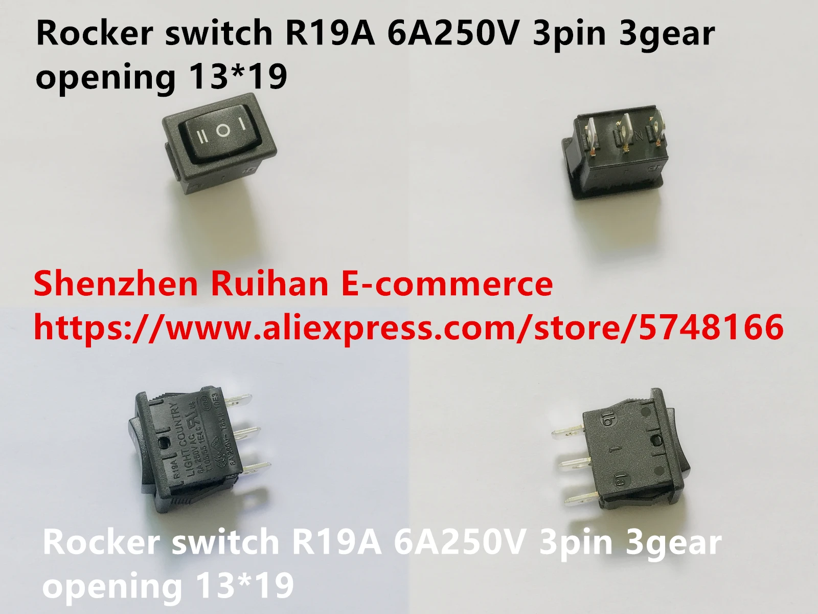 

Original new 100% rocker switch R19A 6A250V 3pin 3gear opening 13*19