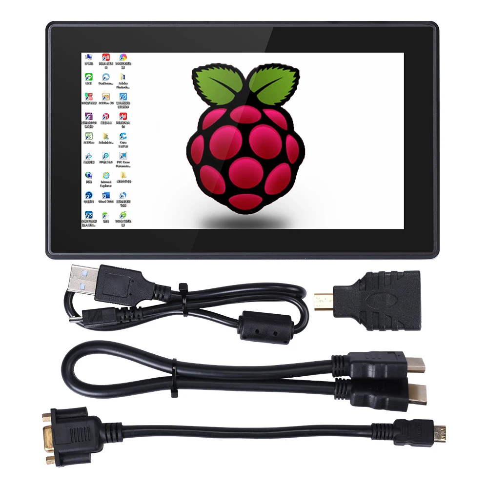 7 дюймов Raspberry Pi 4 Модель B сенсорный экран lcd 1024x600 закаленное стекло ips HDMI VGA дисплей с держателем для RPi 3B/3B