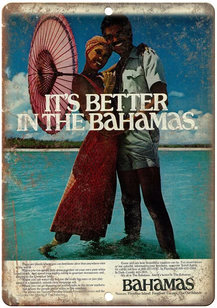 

Old Fashioned Bahamas Nassau Vintage Travel Advertisement Replica Metal Sign