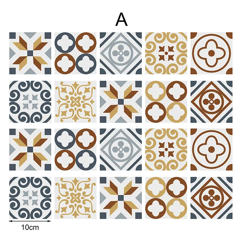 20 шт./лот 10/20 см винтажные европейские наклейки на плитку ретро ПВХ пол