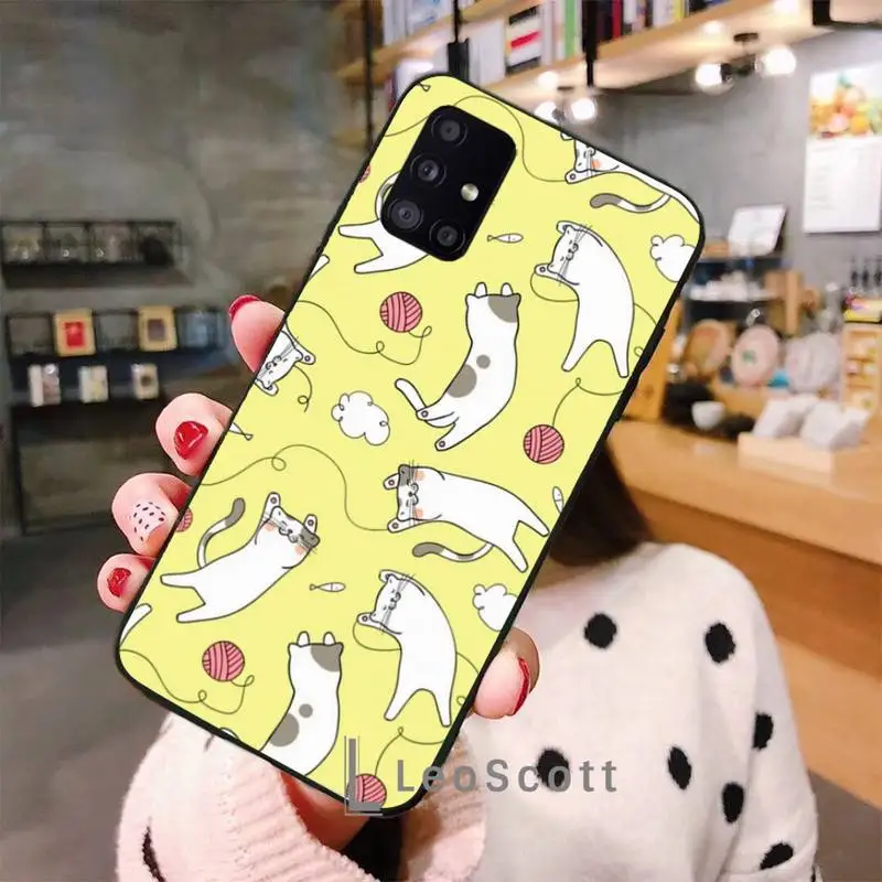 

Cute cat Pattern Phone Case For Samsung A40 A50 A51 A71 A20E A20S S8 S9 S10 S20 Plus note 20 ultra 4G 5G