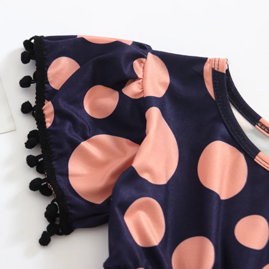 2020 Luxury Baby Girls Evening Dress bebek abiye Children's Kawaii Polka Dot Red Party Toddler Kid christening dress Rosa | Детская