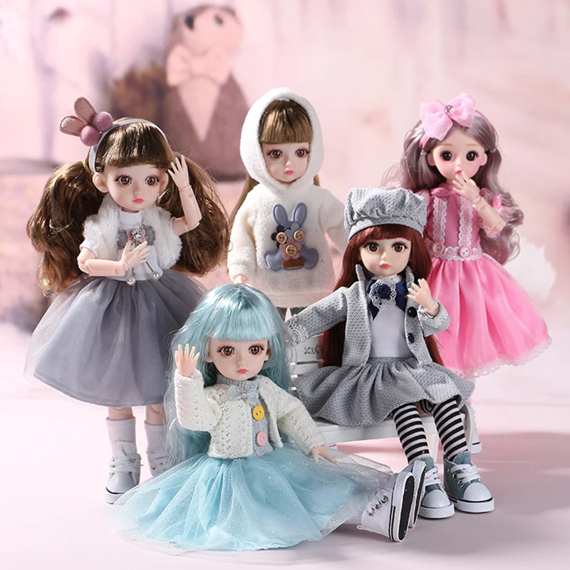 

30cm BJD Doll Beauty Girl Suit Dress Toys 15 Movable Jointed Dolls Princess Toys Make Up Brown Eyes BJD DIY Toy Gift for Girls