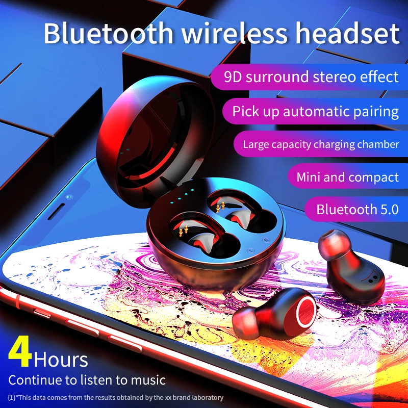 Tws Беспроводная bluetooth гарнитура с сенсорным управлением стерео бас