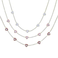 heart charm choker necklace 2021 new red pink white enamel sparking clear heart cubic zirconia cz tennis chain chokers
