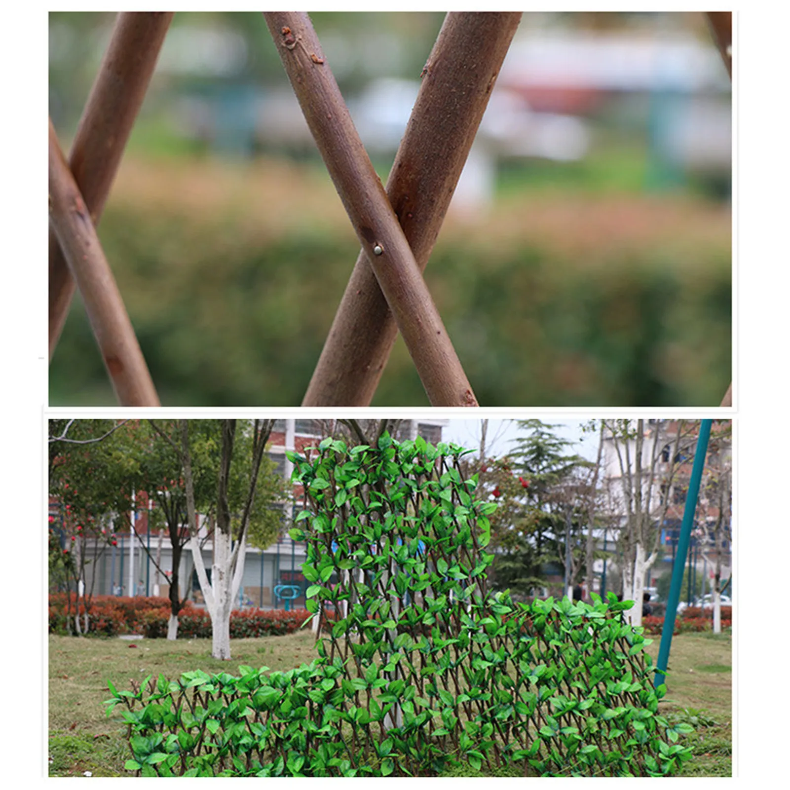 

Retractable Artificial Garden Trellis Fence Expandable Faux Ivy Privacy Fence Wood Vines Climbing Frame Gardening Plant Decor