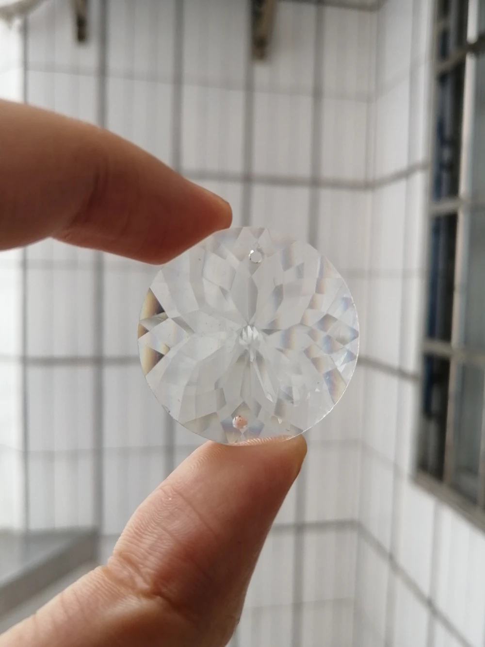 

Camal 1 шт. 30 мм Прозрачная Круглая кристаллическая Призма люстры в форме подсолнуха, подвеска в форме диска, подвесное освещение с двумя отверстиями