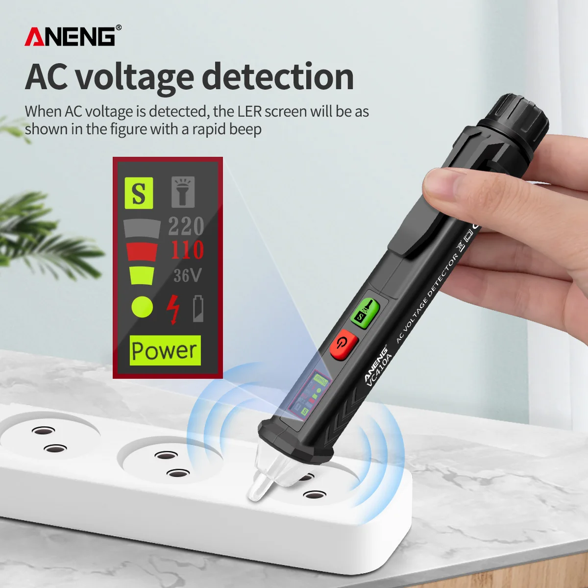 Бесконтактный Тестер Напряжения переменного тока ANENG VD401A 12 1000 В Электрический