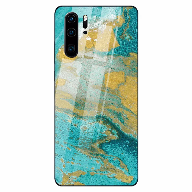 01 Цветной мраморный чехол для телефона huawei P30 P20 Lite Shookproof закаленное стекло чехол для mate 20 Lite Honor 9 10 Lite 8X MAX Nova 3 - Цвет: 01
