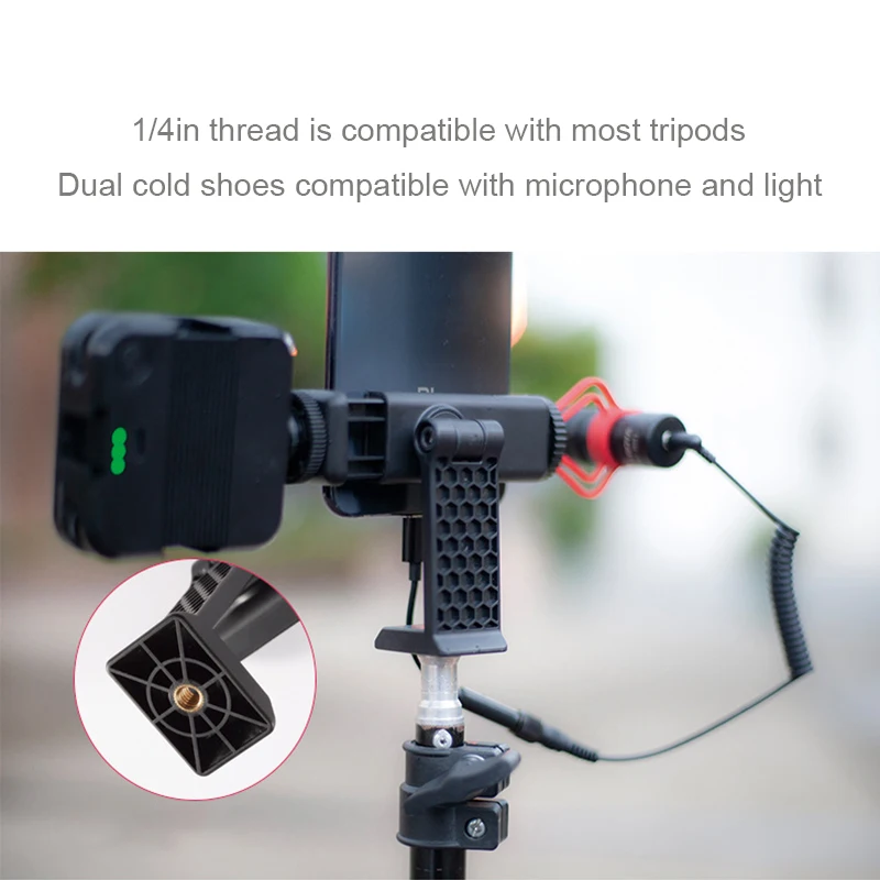 360° Rotatable Phone Holder Tripod Mount With Cold Shoe For Mic Light Phone Clip For iPhone 13 Pro Max Smartphone images - 6
