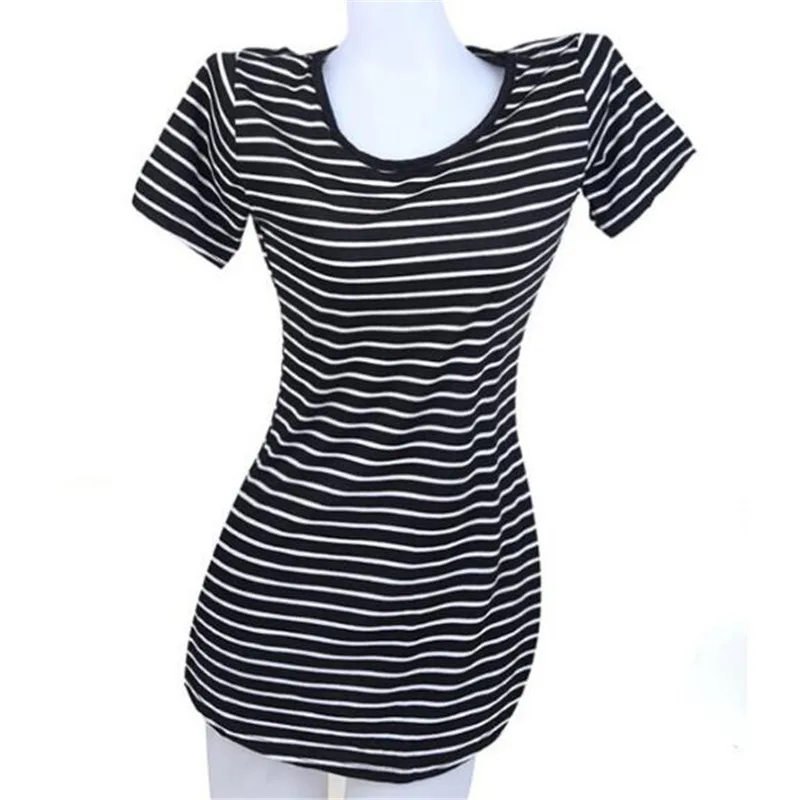 Платье выше колена для женщин и девушек свободное платье в полоску с круглым