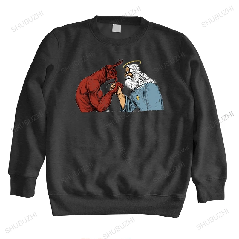 

new arrived man sweatshirt autumn teenager hoodies Satan And God Armwrestling War Unisex male brand crew neck cotton hoodie