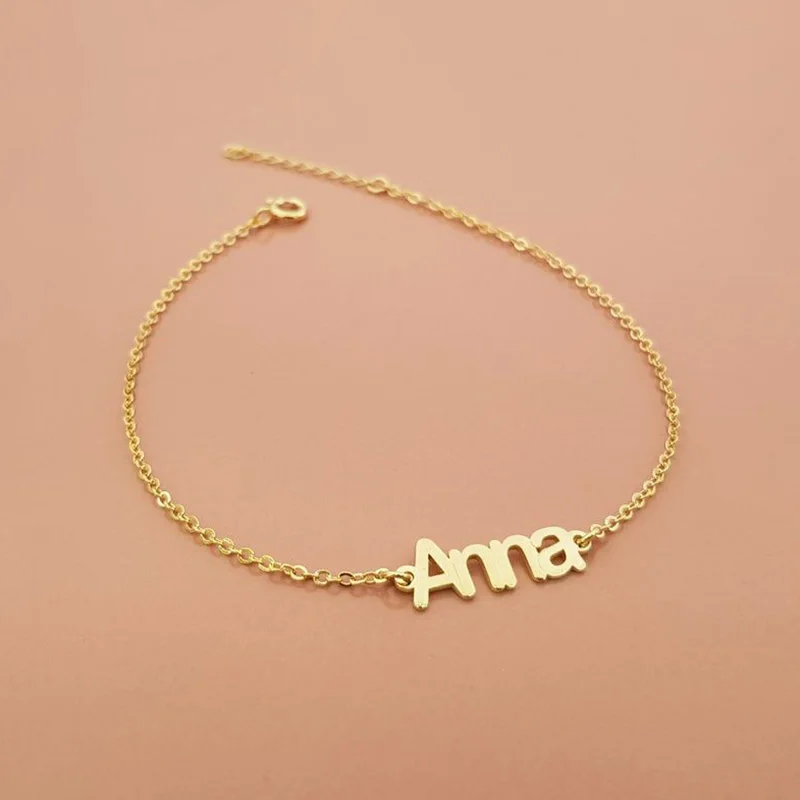 

Gosun Hot Selling Stainless Steel Glossy Name Bracelet DIY Free Customized Golden Rose Gold Steel Bracelet For Women Gift Colare