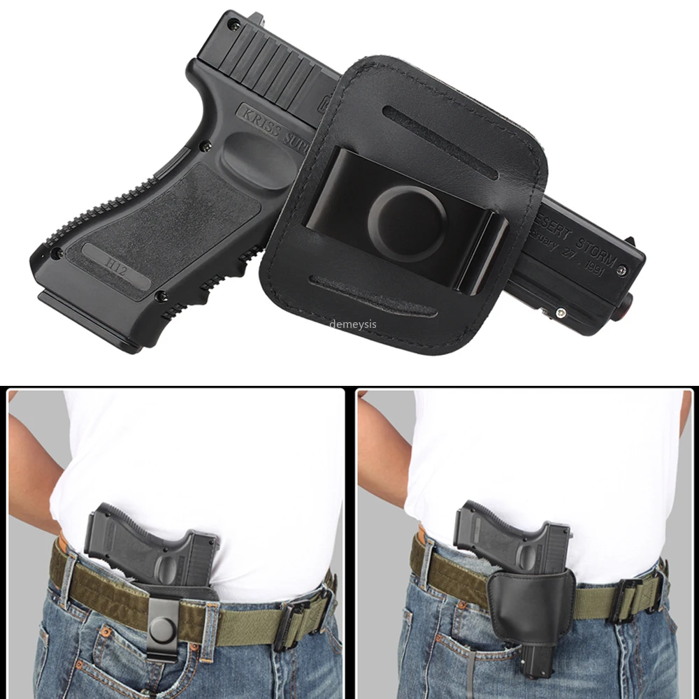 

IWB OWB кожаный кобура для пистолета скрытый ремень для переноски кобура страйкбола охотничья кобура для всех размеров Пистолетов Glock 17 18 19