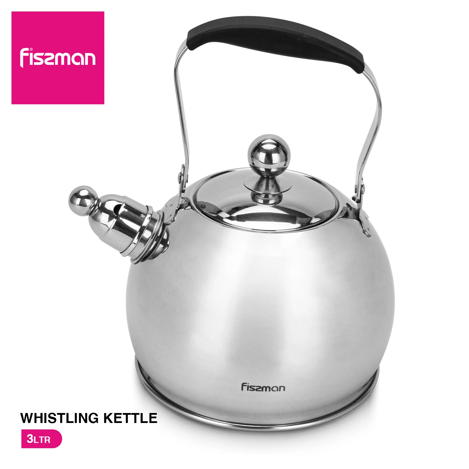 

FISSMAN 3.0L Whistling Kettle Coffee Tea Pot Stovetop Induction ELIS Stainless Steel Water kettle