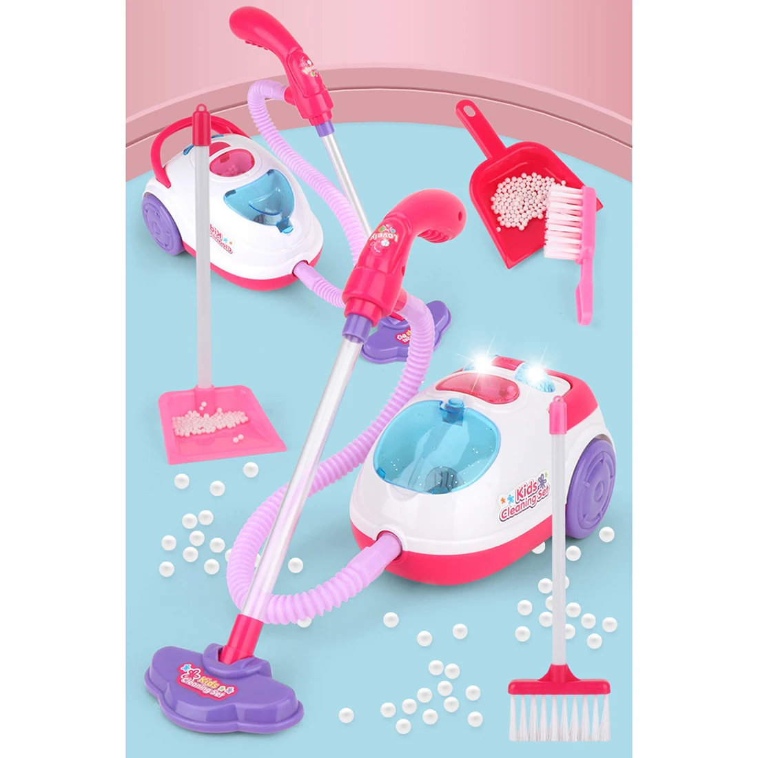 

New 5Pcs Children Pretend Play Simulation Cleaning Cart With Vacuum Cleaner Set - 0851#