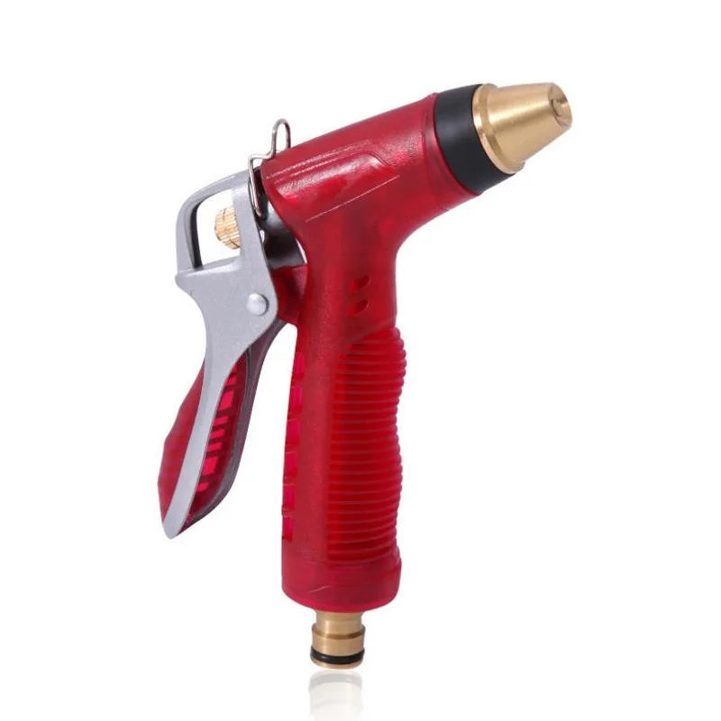 

Red Adjustable High Pressure Water Gun Brass Spray Nozzle Garden Car Washing Tool