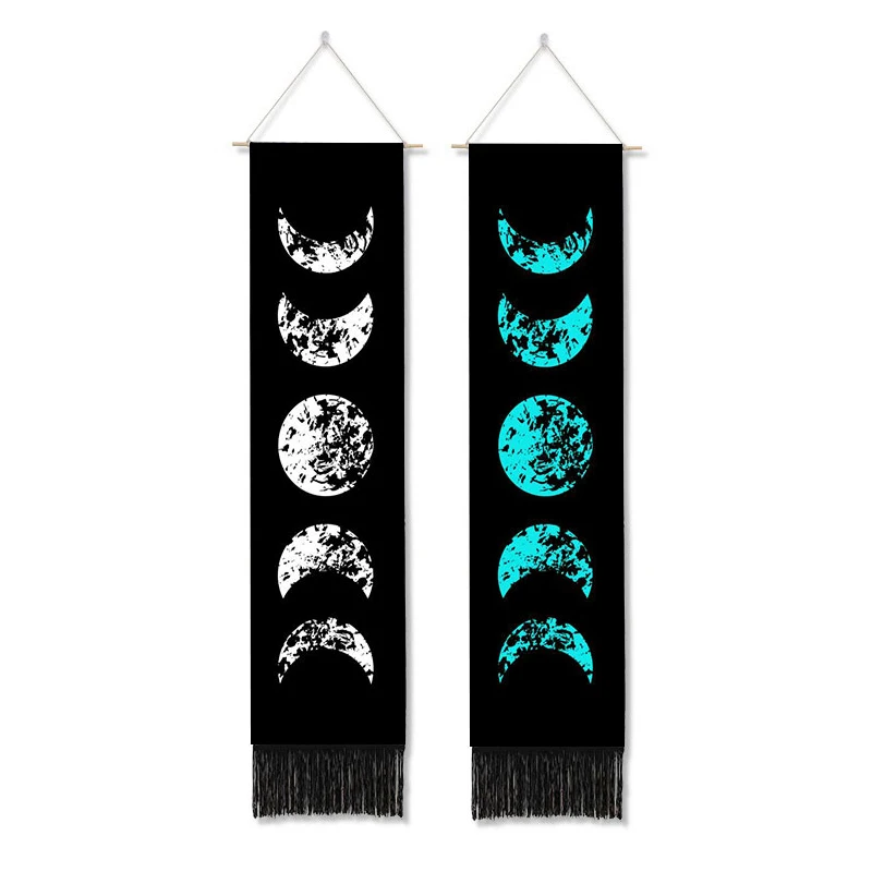 

Moon Phase Tapestry Wall Hanging Lunar Eclipse Cycle With Tassel Wall Cloth Carpet Bohemian Psychedelic Tapestries Home Decor