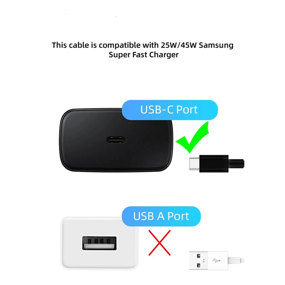 Оригинальный кабель Samsung типа C к Type 3A USB3.2 Быстрая зарядка 25 Вт Galaxy S21 Ultra 5G S20 S10 Note 20