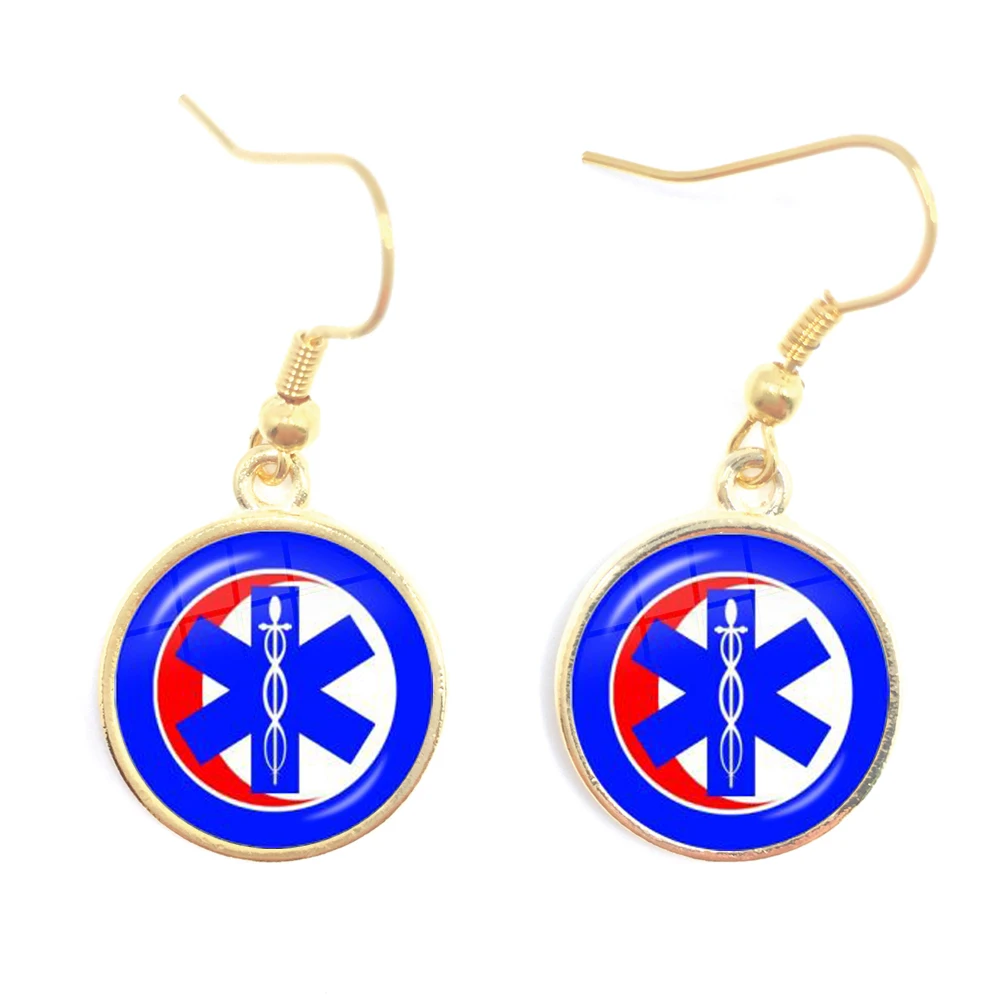 Аварийный медицинский техник логотип парамедика висячие серьги стеклянный