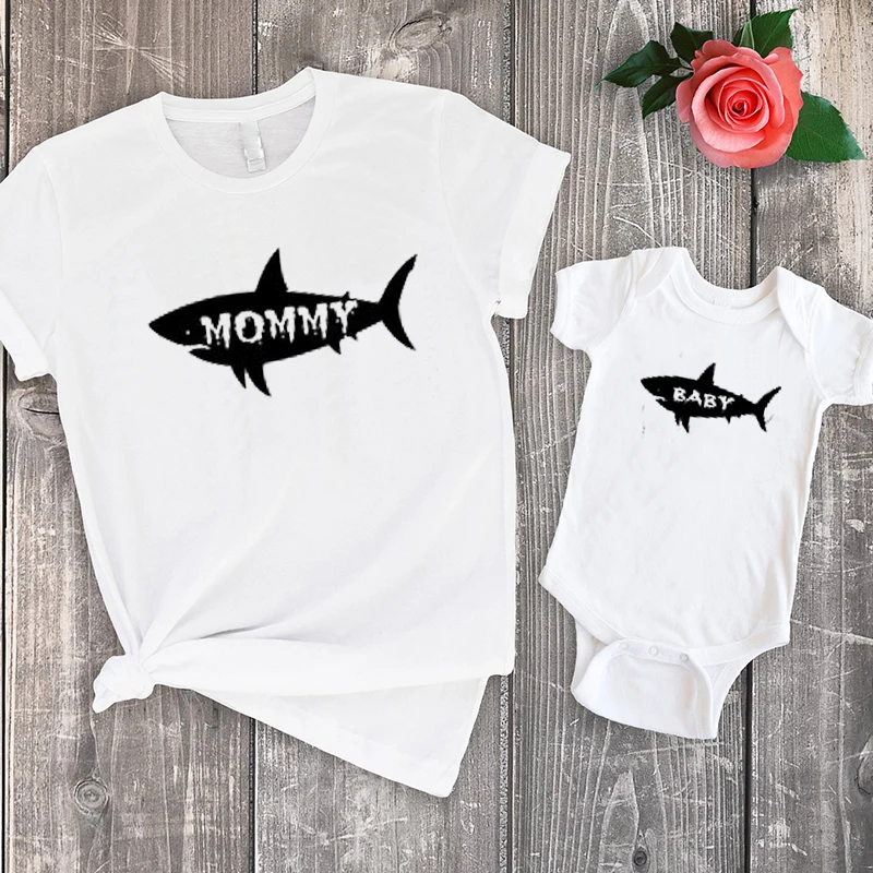 matching outfits daddy and son clothes 2020 family tshirt dad baby tee shark shirts bestfriend tops | Мать и ребенок