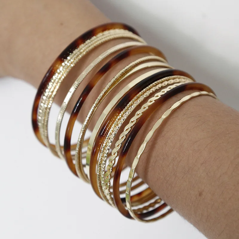 Винтажные круглые Многослойные браслеты из сплава женские ацетата акриловый